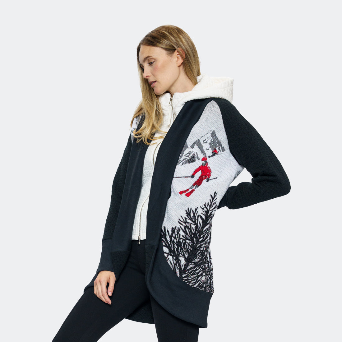 Cocoon Coat Skier Black Ivory XS S