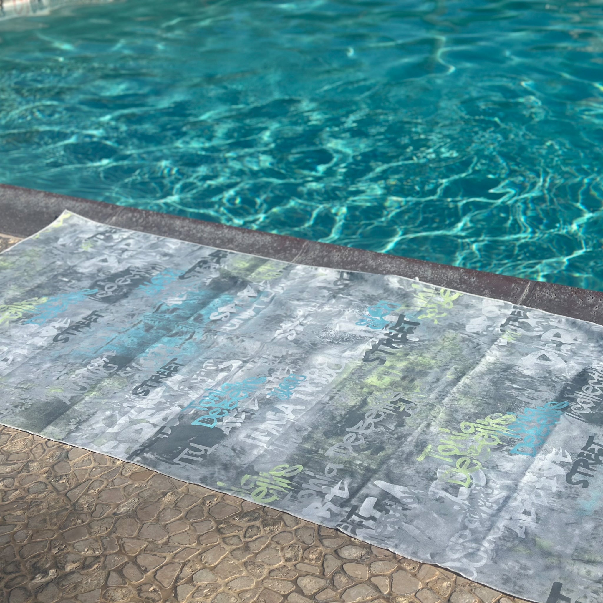 Microfiber Towel - Graffiti - Aqua