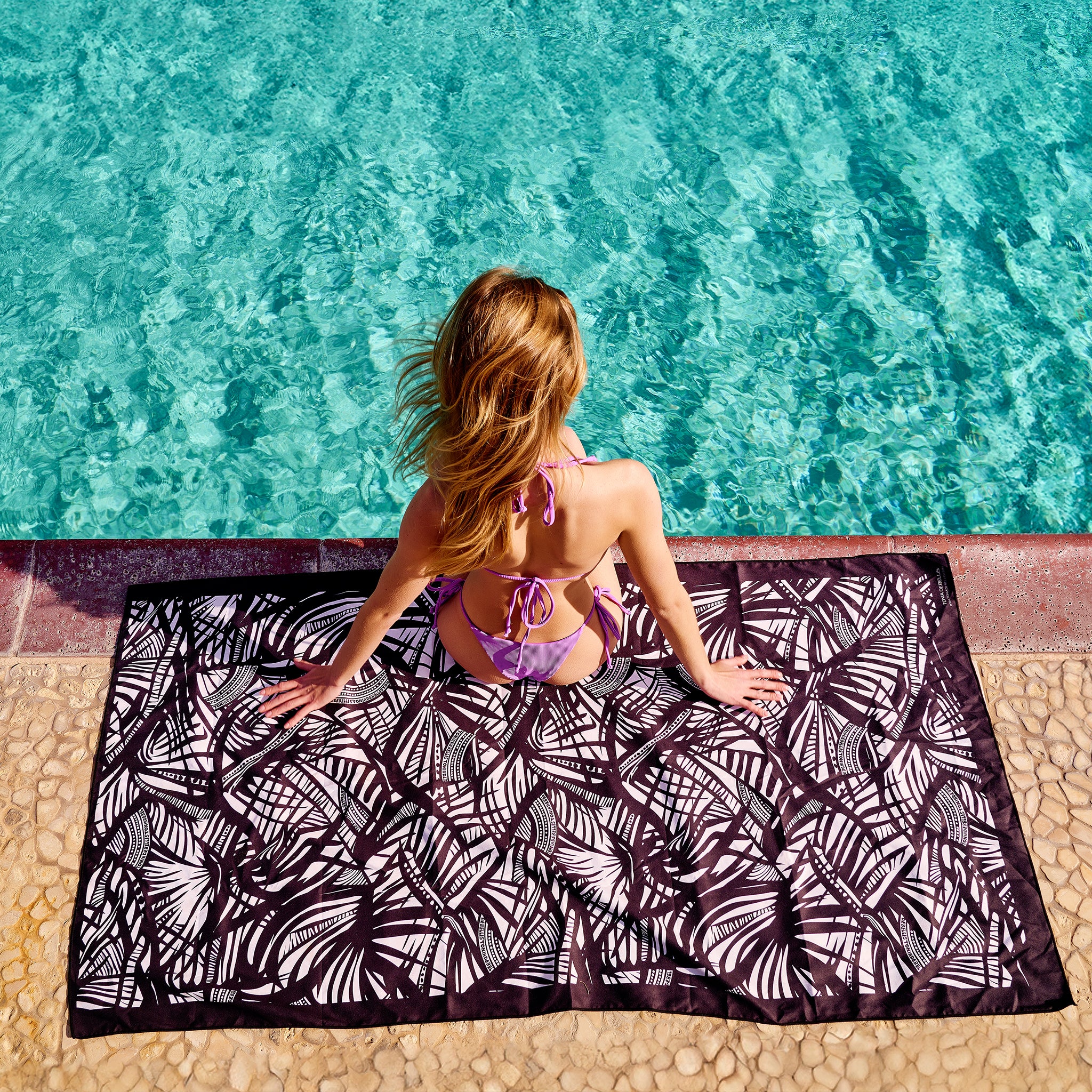 Microfiber Towel - Palm Logo - Black/White