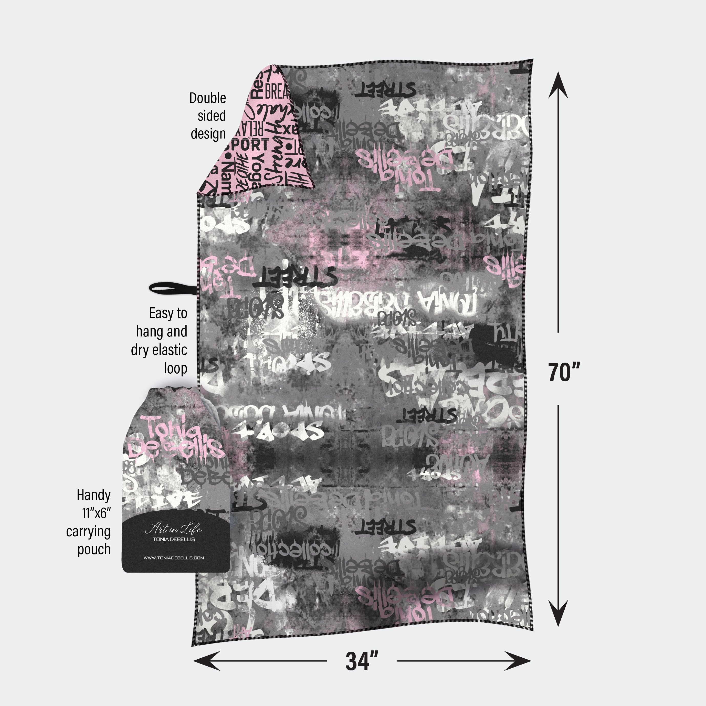 Microfiber Towel - Graffiti - Pink