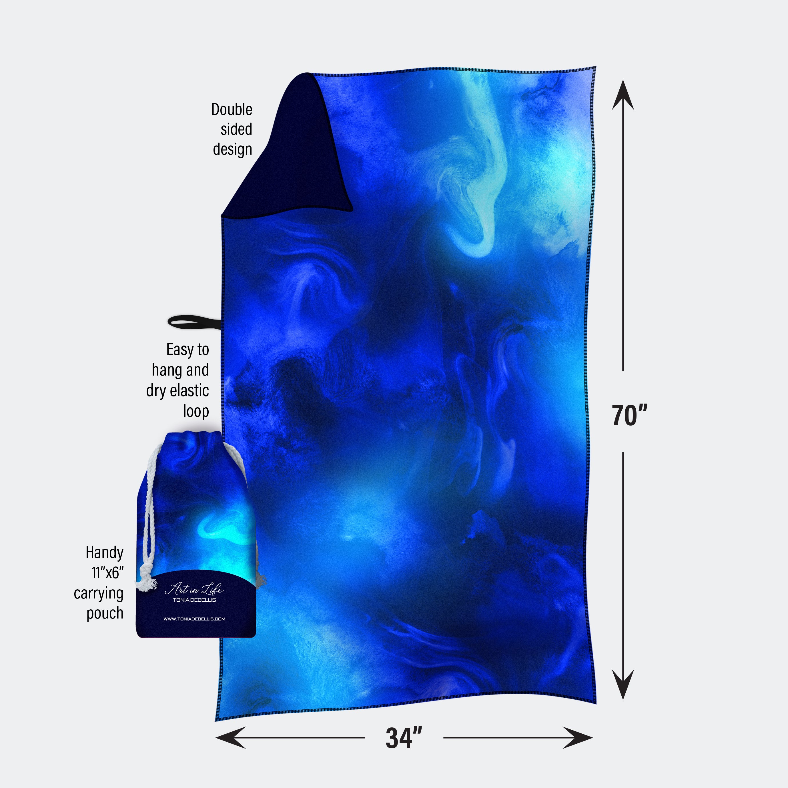 Microfiber Towel - Watercolour - Indigo