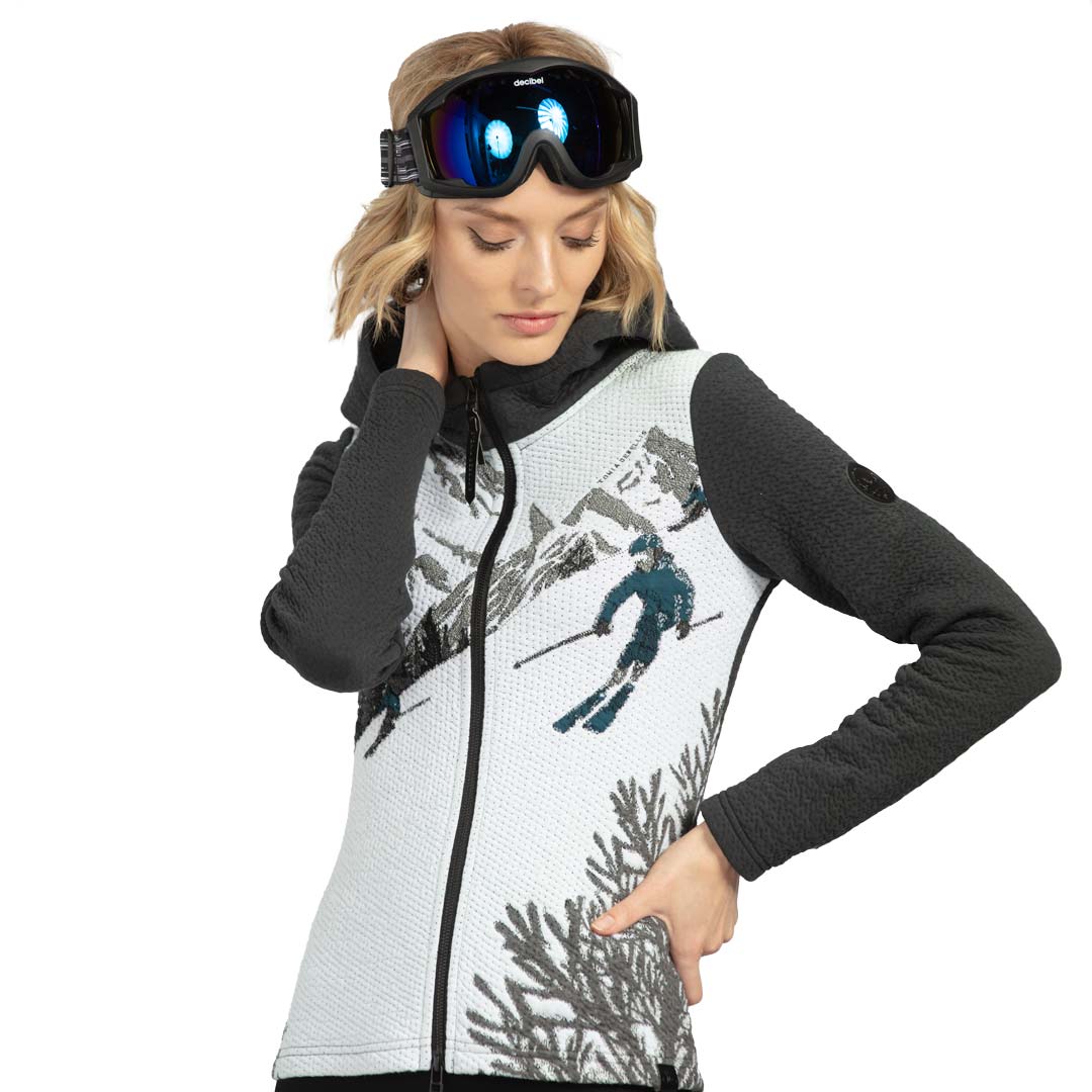 Tonia DeBellis | Alpine Hoodie - Skier - Charcoal - side view
