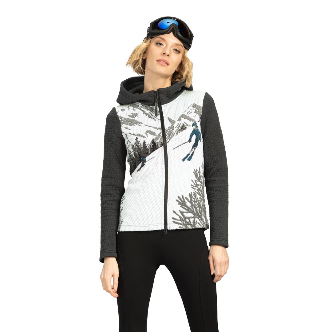 Tonia DeBellis | Alpine Hoodie - Skier - Charcoal - front view