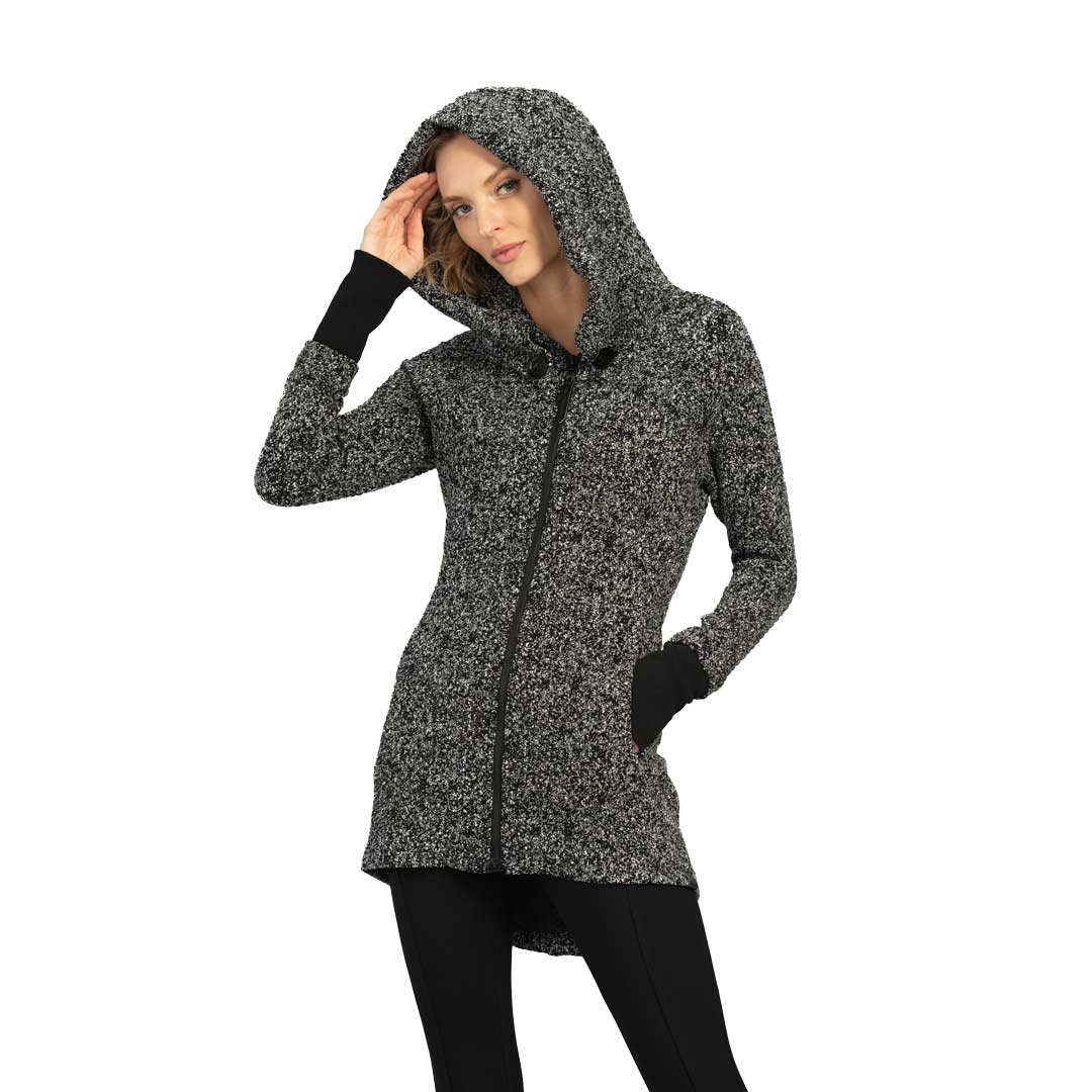 Tonia DeBellis Maggie Coat in Haze Black/Ivory - front view