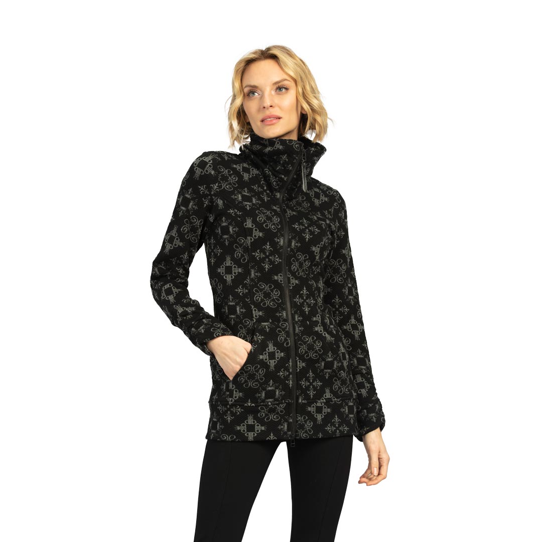 Tonia DeBellis | Molly Jacket - Signature Logo - Black/Charcoal- Front View
