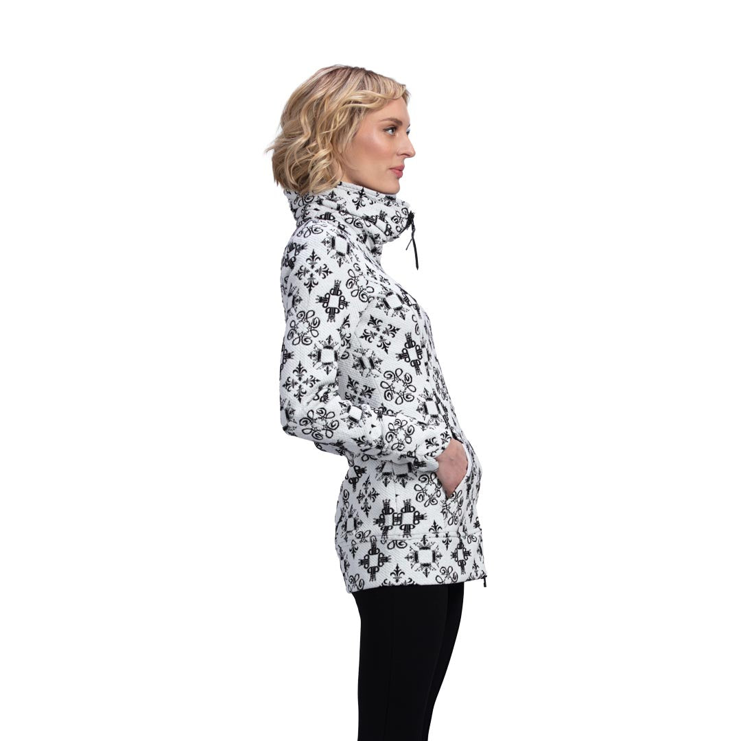 Tonia DeBellis | Molly Jacket - Signature Logo - Ivory/Black- side View