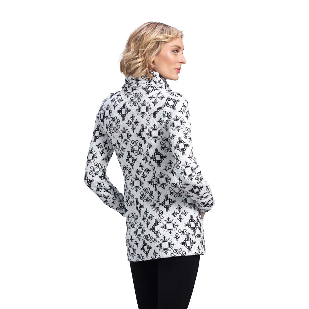 Tonia DeBellis | Molly Jacket - Signature Logo - Ivory/Black- back View