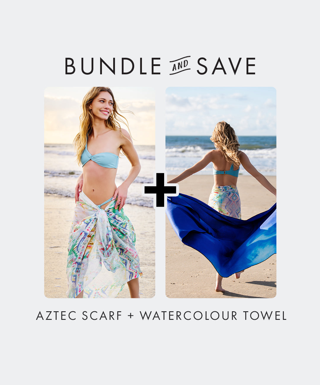 Aztec Cover-Up Scarf + Watercolour Indigo Towel (Bundle)