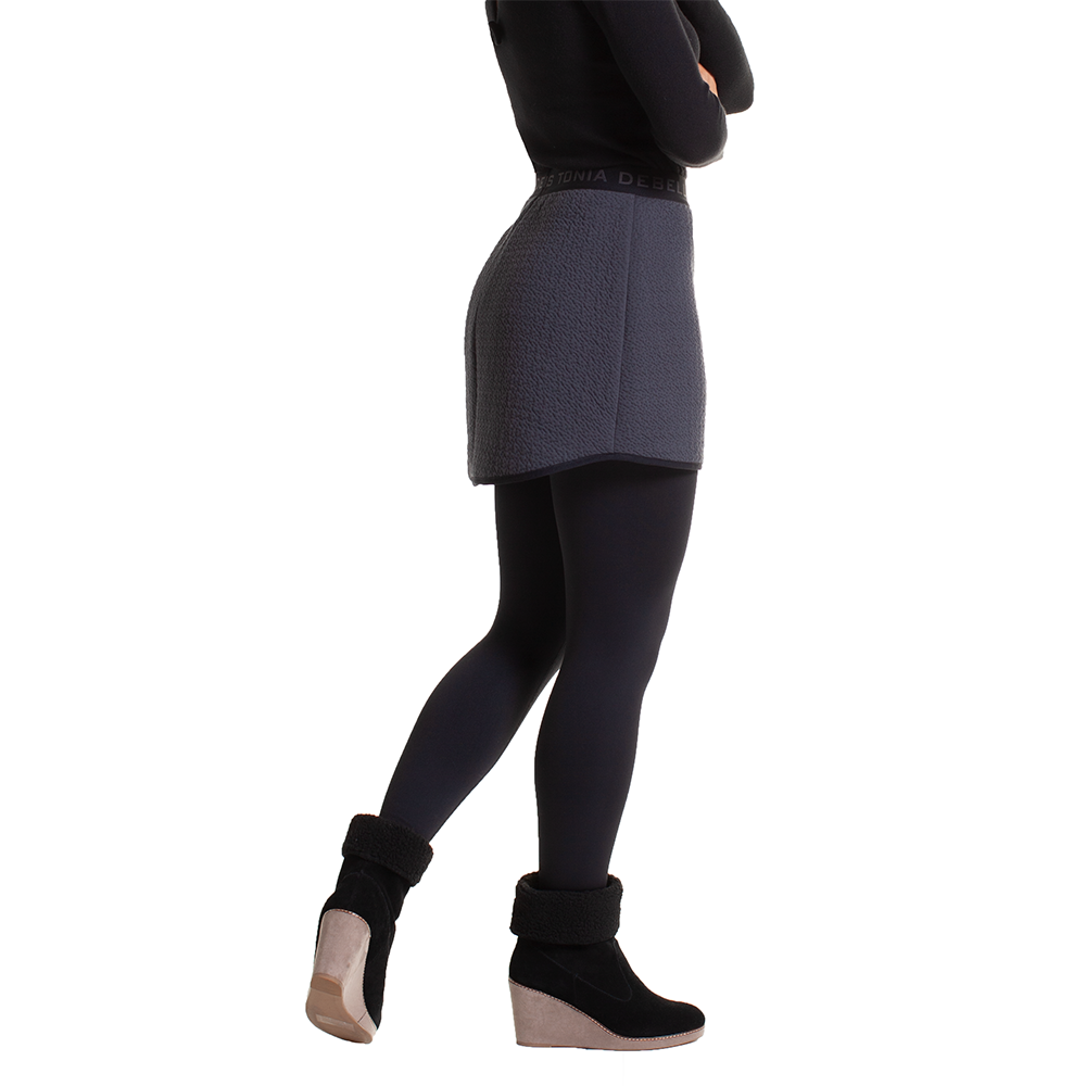 Tonia DeBellis Ski Skirt in Uniquilt Charcoal - side view